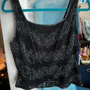 Dress Barn Black and Silver Embellished Crop Tank Top